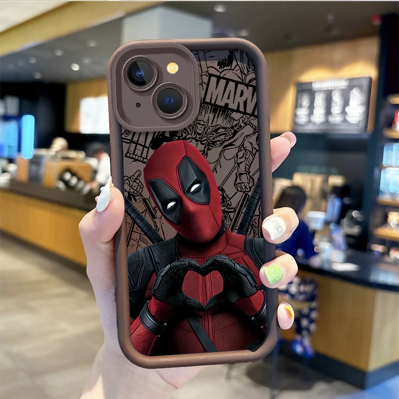 Funda de teléfono de Deadpool de Marvel, carcasa protectora a prueba de golpes para iPhone 16, 15, 14, 13, 12, 11 Pro Max, 16, 15, 14, 8, 7 Plus, X,