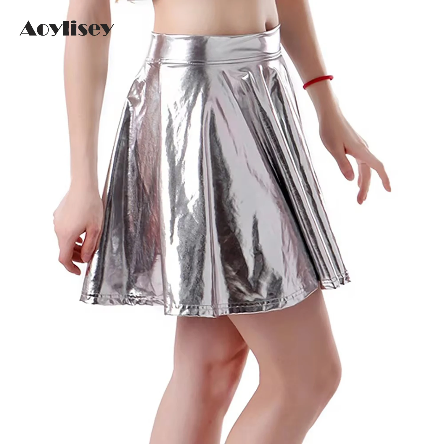 Aoylisey Women's Casual Fashion Flared Pleated A-Line Circle Skater Skirt