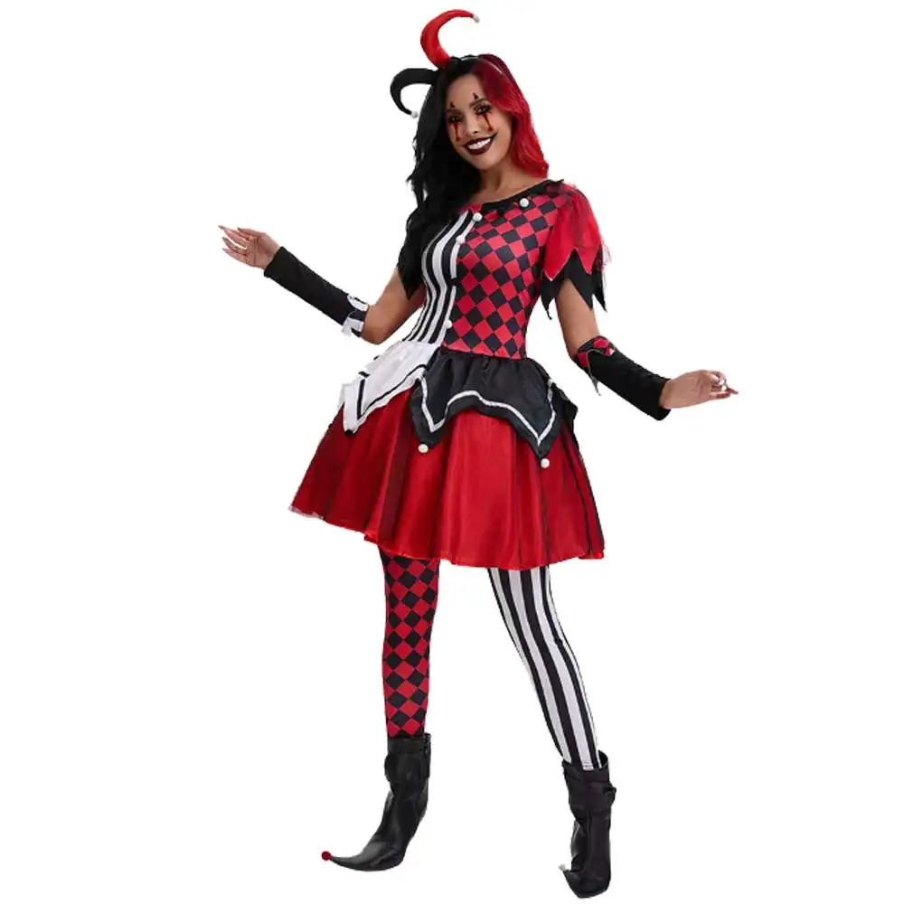 Adult Playful Clown Costumes Women's Circus Horror Ballet Dresses Horror Themed Party Clown Role-playing Include Headwear view 3