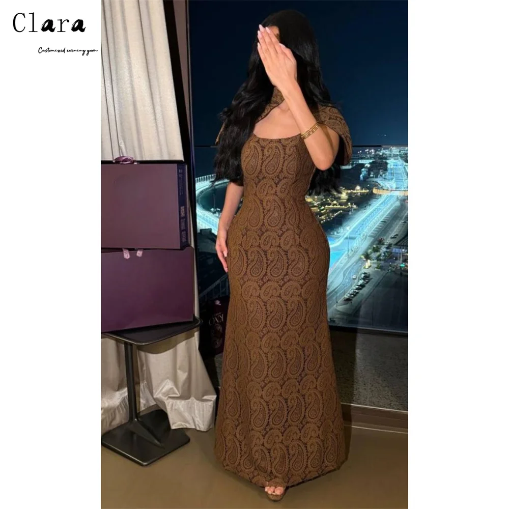 

Clara Custom Brown Fishtail Sleeveless Lace Elegant Dresses 2026 Woman Luxury Women's Evening Dresses Party Long Dress Luxurious