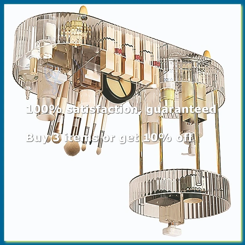Rotating Makeup Organizer for Vanity, 2 Tier Perfume Cosmetic Skincare Organizers with Makeup Brush Holder Transparent-ABPX