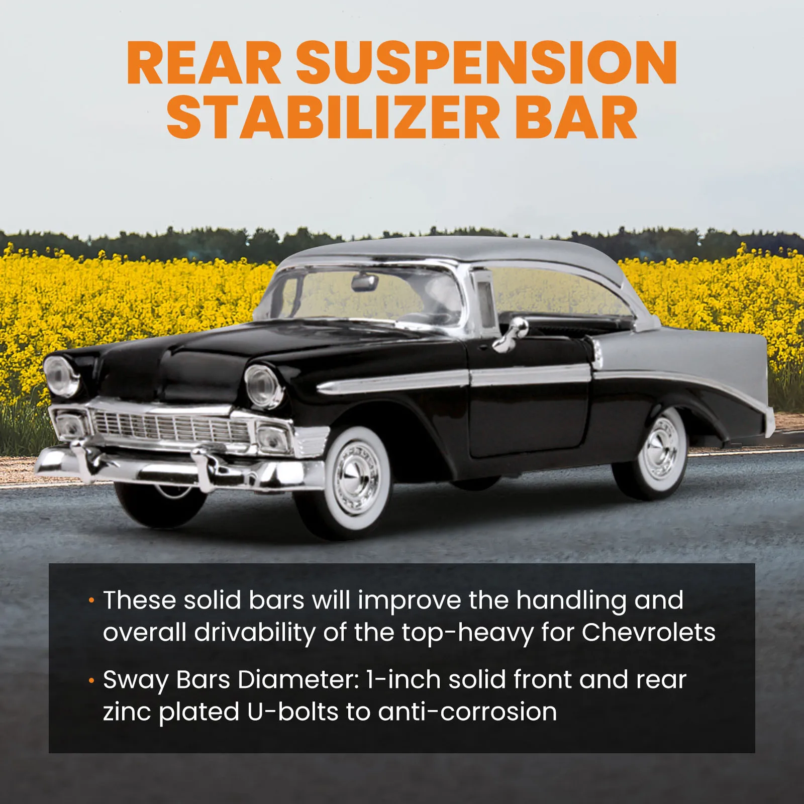 Font + Rear Sway Bar Bars w/ Linkage Kit fit Chevy Car Bel Air Nomad new 1955-1957
