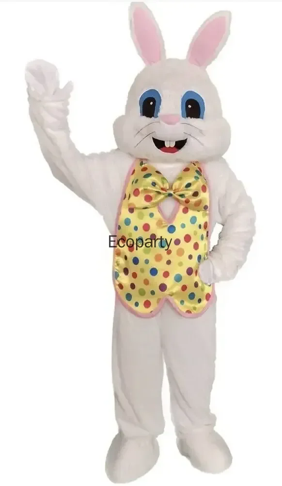 

Hot Sales Easter Bunny Costume Deluxe Plush Bunny Blue Vest/Bow Tie Adult Costume New Disfraz Cosplay Costume Women Men Ecoparty