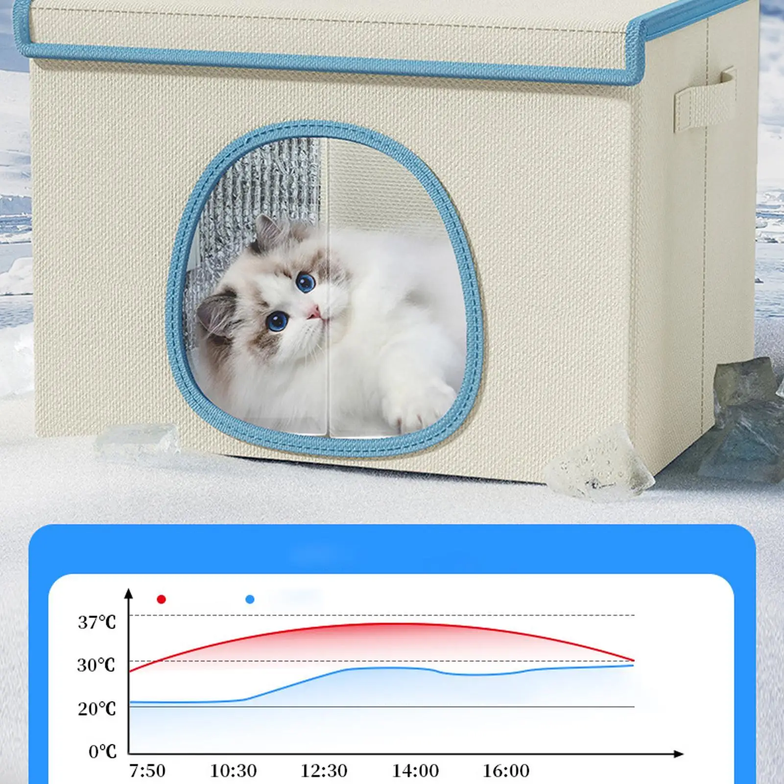 Summer Cool Cat Nest Portable Foldable Pet Cooling House with Homemade Ice Bag Air Conditioning for Cats