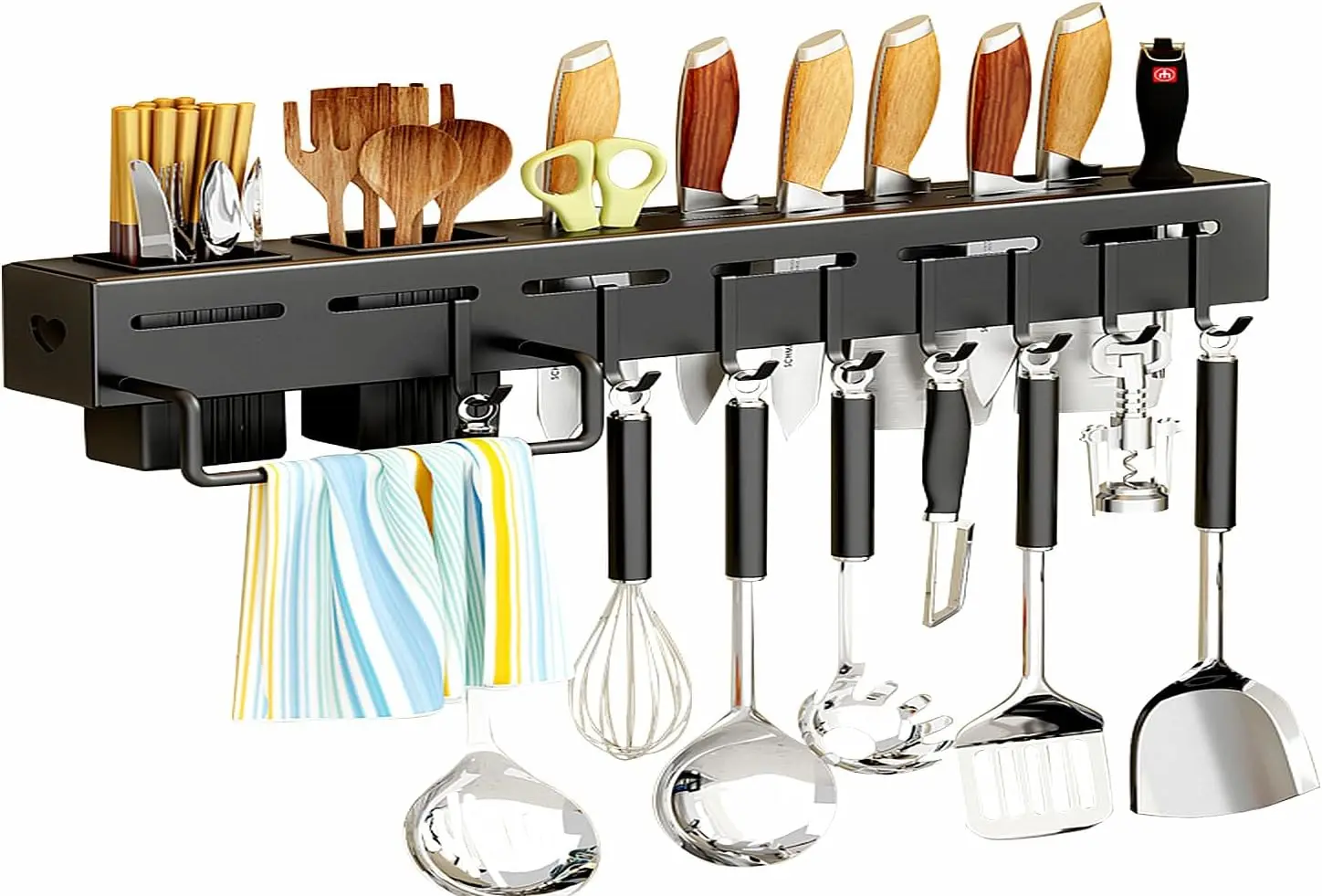 

20-Inch Kitchen Organizer - Stainless Steel Non-Hole Hooks,storage Organizer flatware Wall Mounted