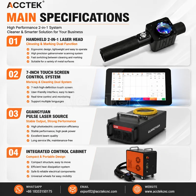 Mini Portable Pulse Laser Cleaner & Fiber Laser Marker Air Cooled Handheld Metal Laser Cleaning Engraving Machine for Metal Mold