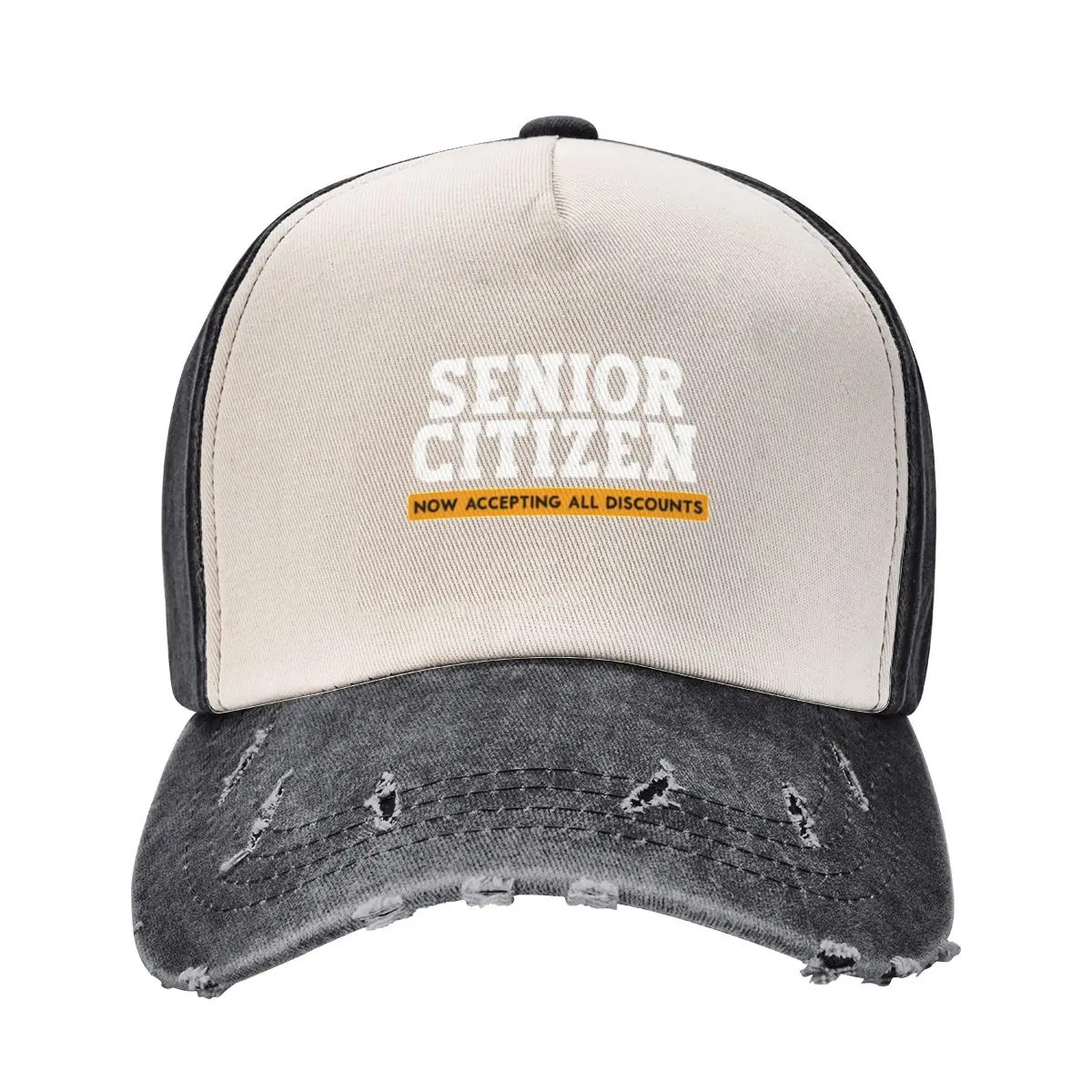 

Funny Senior Citizen Now Accepting Discounts Design Grandpa design Baseball Cap Beach Bag Golf Hat Man Snap Back Hat Men Women's