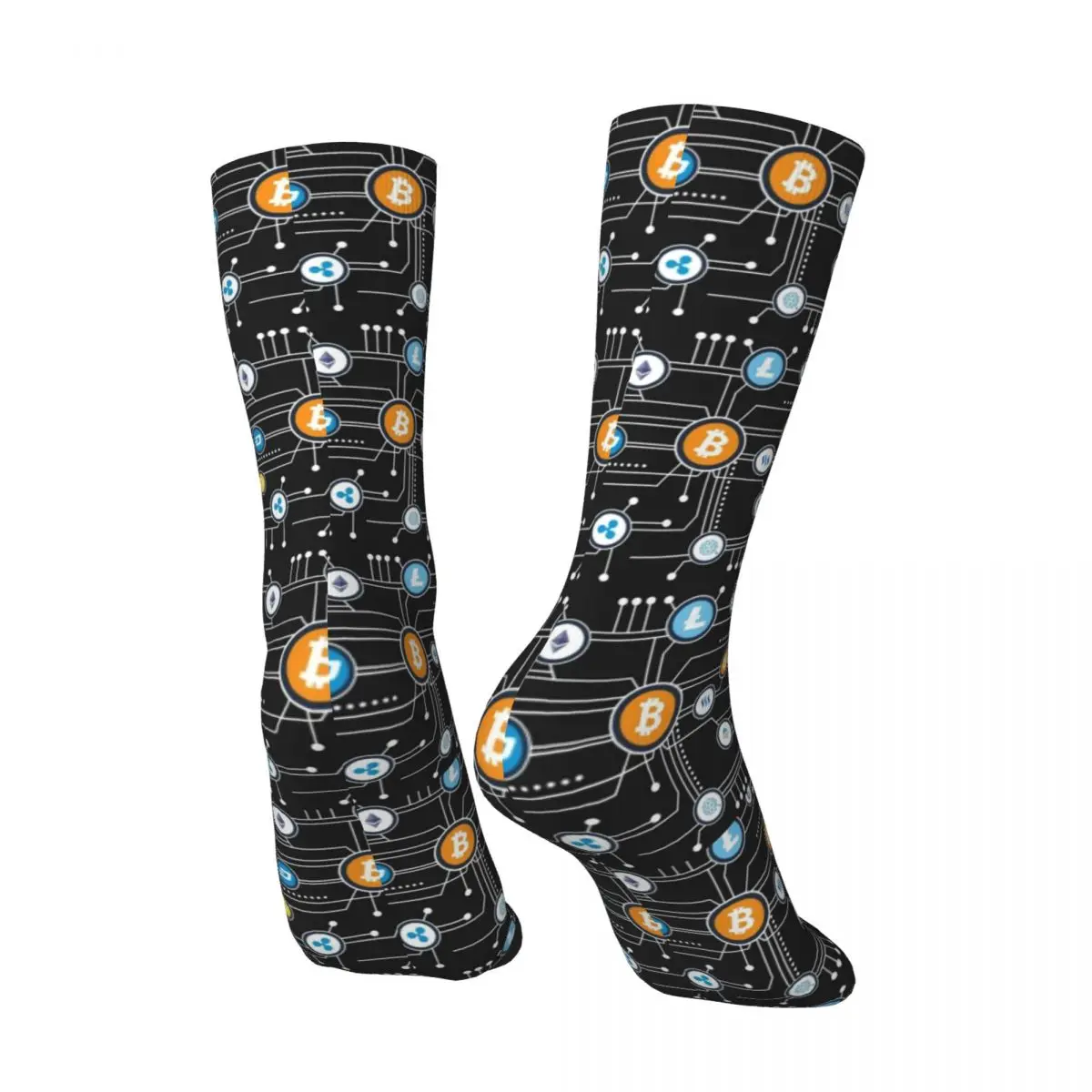 Cryptocurrency Stockings Bitcoin Logo Design Modern Socks Spring Non-Slip Socks Ladies Running Quality Socks