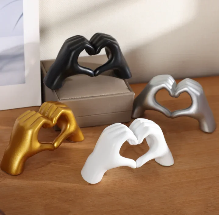 Creative Creative Heart-shaped Hand Figurine, Vinyl Craft, Bedroom Desktop Decoration, Hand Gesture Figurine.