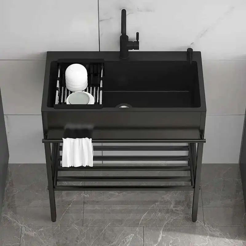 قوس حوض الخضار المتكامل مع أحواض المطبخ الفولاذ المقاوم للصدأ حوض غسيل الأطباق الكبير الطابق الدائمة شرفة بالوعة مزدوجة