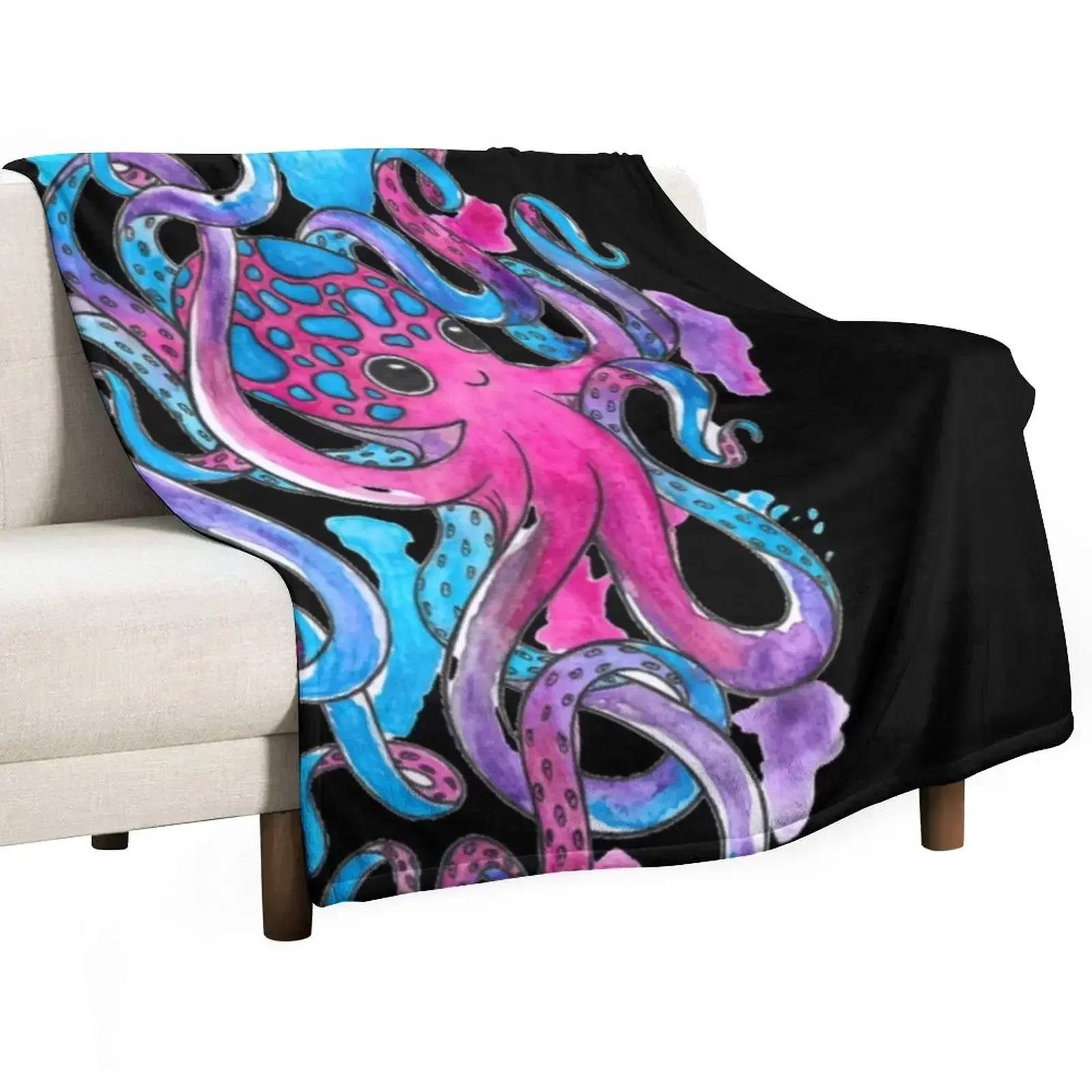 

A Little Bi Octopus Throw Blanket Soft Plaid Blankets For Bed Beautifuls Blankets