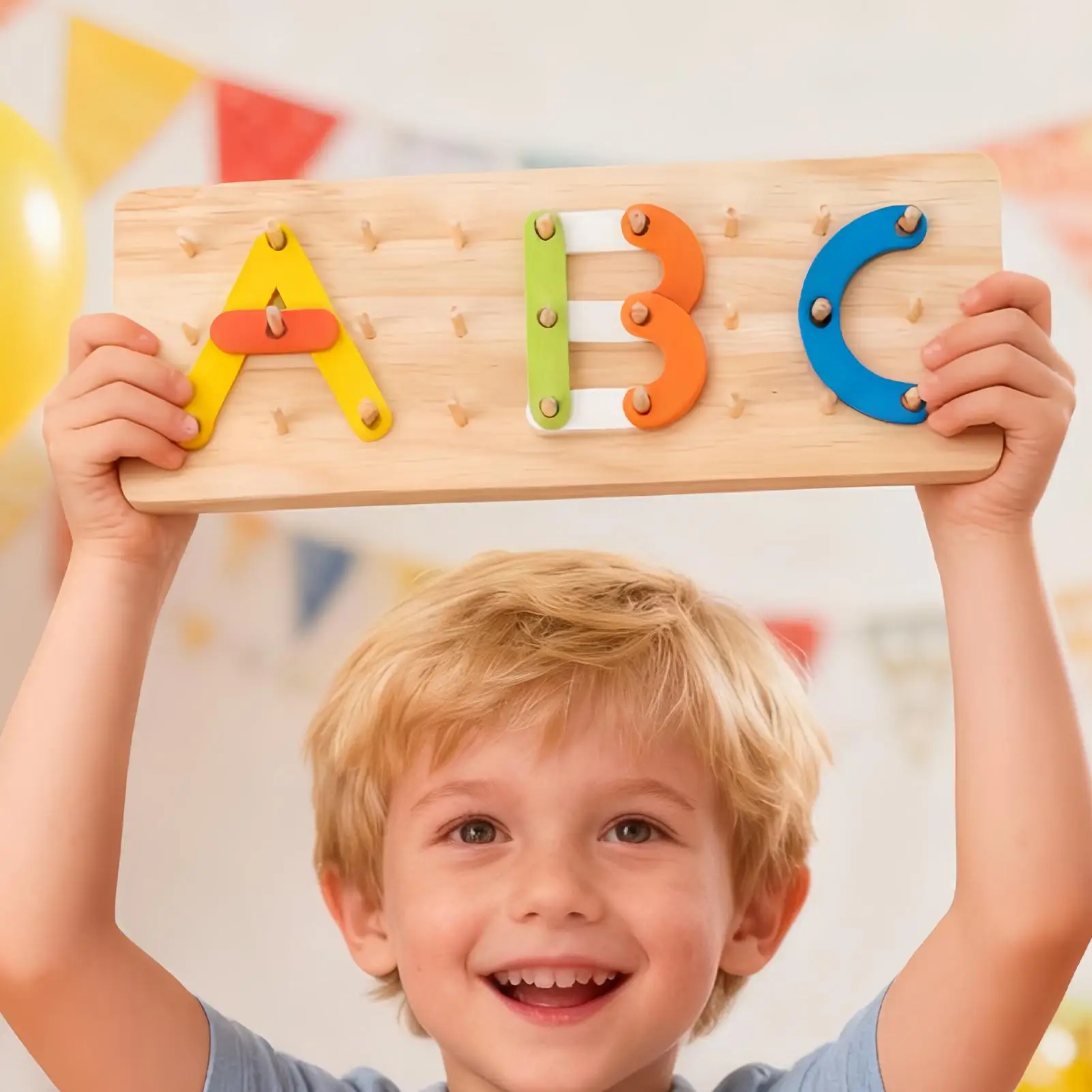 Puzzle Alphabet en bois, panneau perforé de couleurs assorties, jouets en forme de chiffres, motricité Fine, jouets éducatifs pour les tout-petits et les enfants