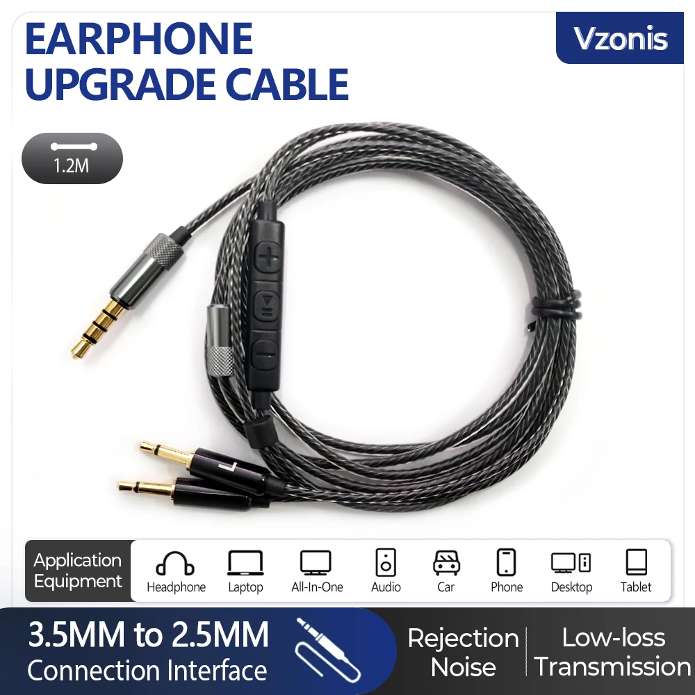 

3.5MM to 2.5MM Headphone Upgrade Cable Headset Audio Cable Earphone Replacement Cable for SENNHEISER HD447 HD437 HD202 HD212