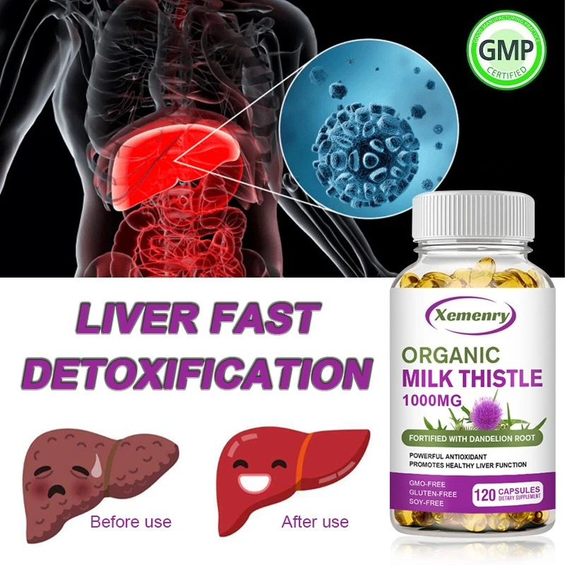 

Milk Thistle Capsules 1000 Mg - Protect Kidney and Liver Health, Detoxify, and Promote Skin and Digestive Health