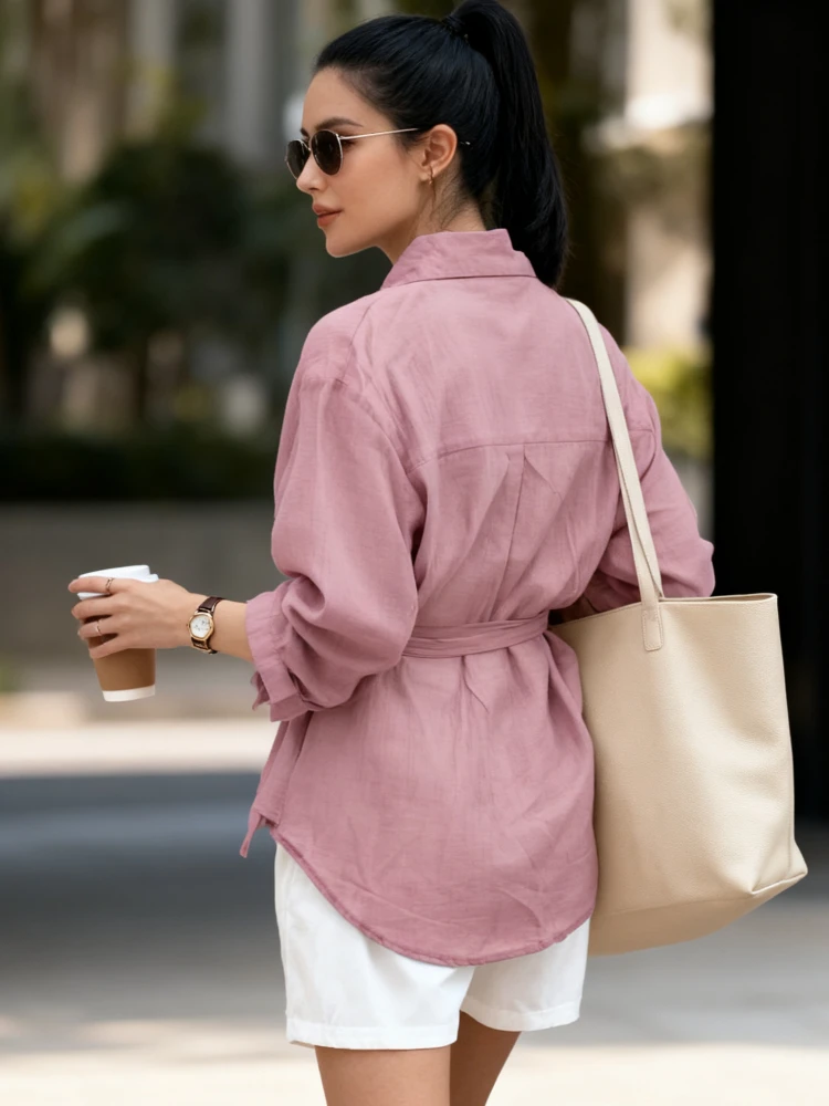 

Весенняя одежда Корейская женская блузка с длинным рукавом и воротником, прозрачный топ с запахом и завязками на талии, элегантная офисная одежда для женщин