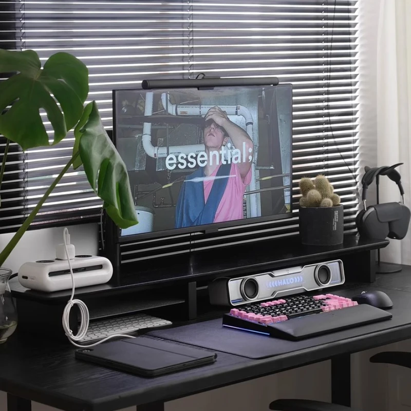 Black Walnut Monitor Stand with Storage Ergonomic Height Desktop Riser for Computer/Laptop Office Desk Organizer