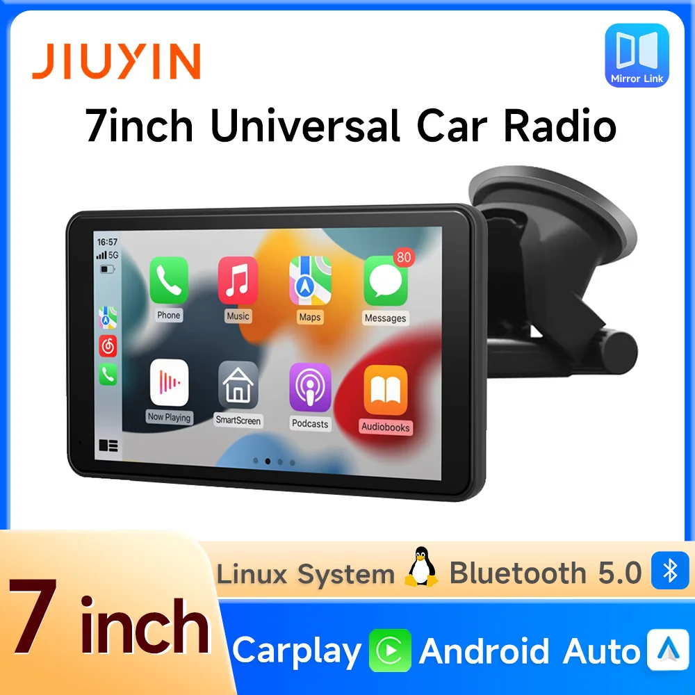 Car Radio Wireless CarPlay Android Auto Multimedia Video Player 7 Inch Portable Touch Screen With USB AUX For Rear View Camera