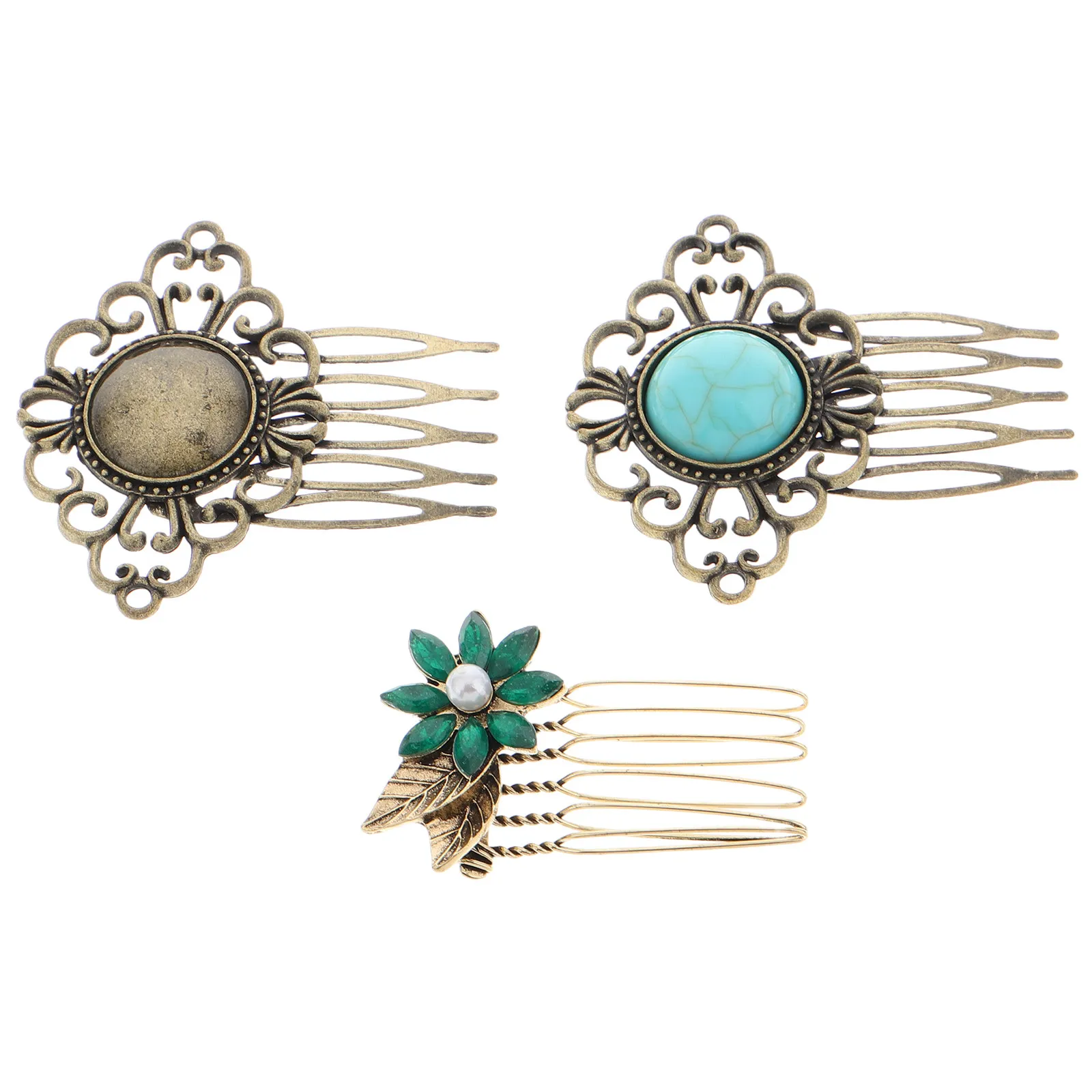 

3Pcs Vintage Crystal Hair Combs Decorative Side Combs for Bridal Wedding Hairstyle Bride Hair Pins Accessories