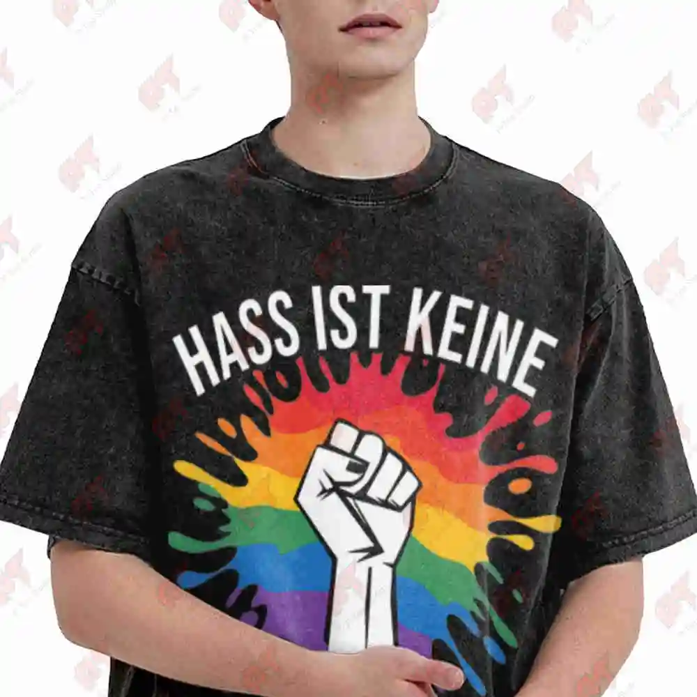 Gegen Rechts Statement Vintage Washed Tee Pure Cotton T-Shirt