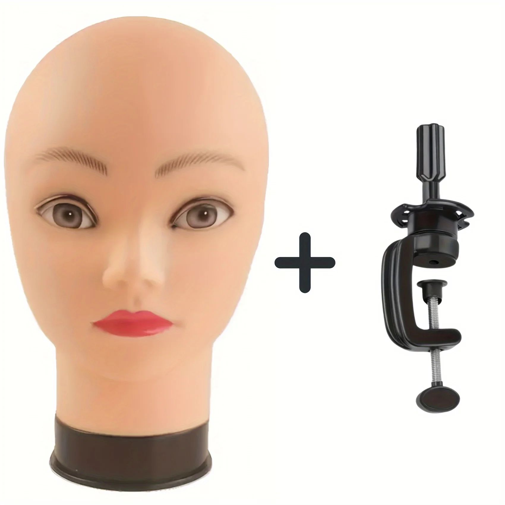 رأس عارضة أزياء أصلع مع حامل للشعر المستعار ونماذج رأس العرض التي تظهر القبعات والخوذات أو النظارات أو الأقنعة #2
