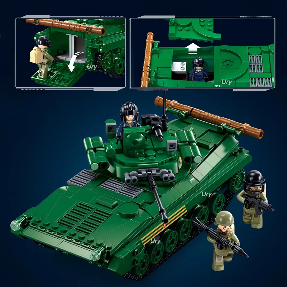 Sluban BMP-2MS 보병 전투 차량 빌딩 블록 키트, 군용 탱크 컬렉션 모델, MOC 육군 벽돌 장난감, 어린이 선물