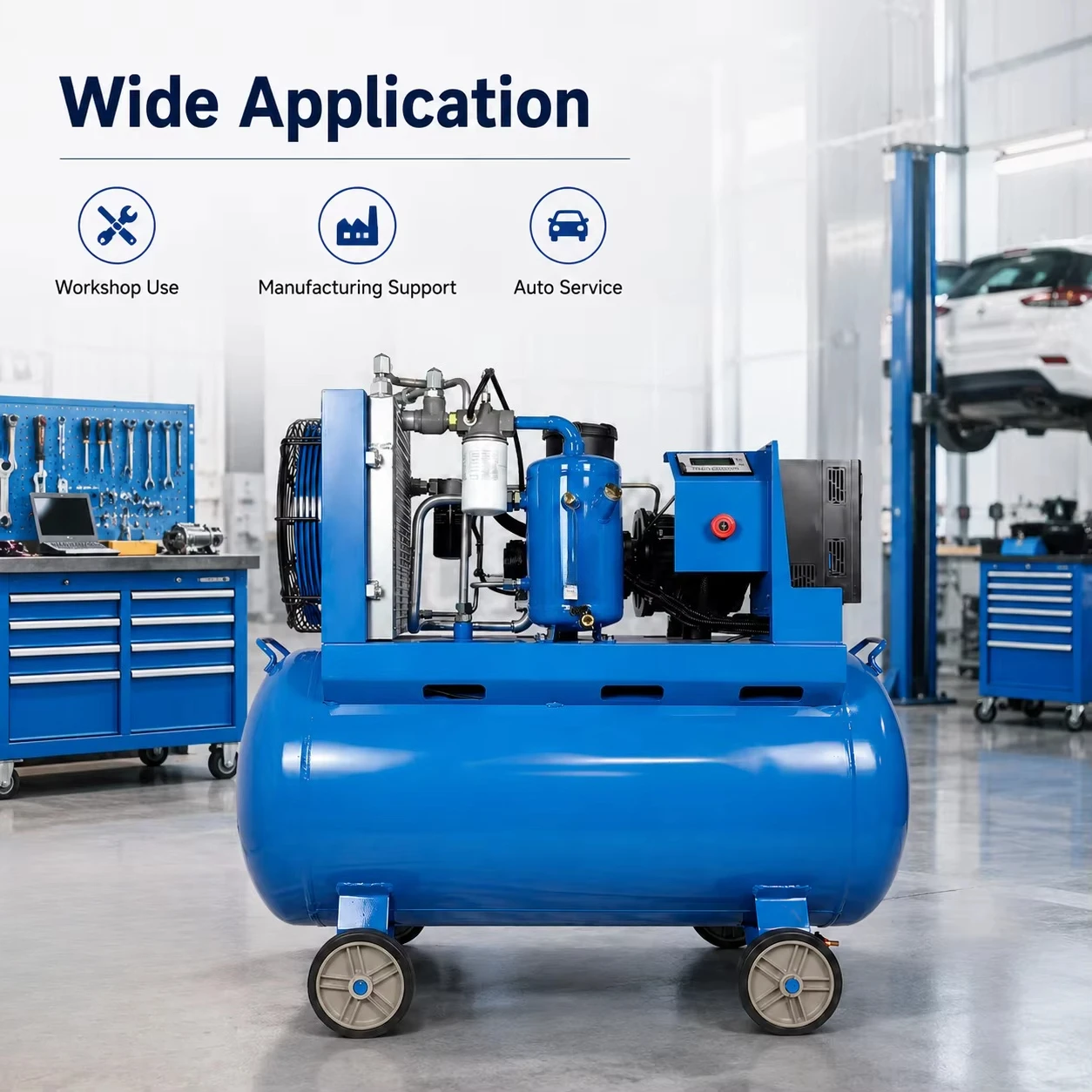 7.5kw 8bar Horizontal Screw Type Air Compressor Air Source Machine Air Generating Pump for Workshop Pneumatic Source
