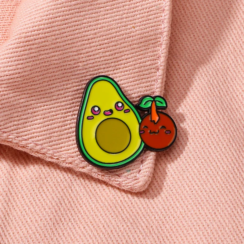 Cute Cartoon Avocado Enamel Brooch Creative Funny Lapel Pin Badge Backpack Clothing Hat Accessories