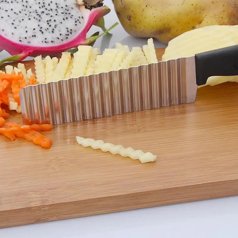 Efficient Wavy Stainless Steel Potato Slicer for Crisp  Fruits and Vegetables