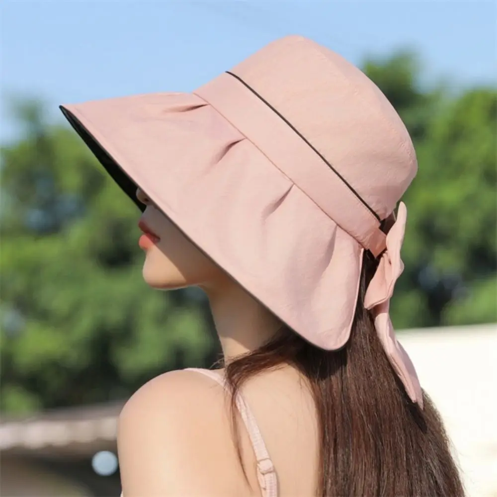 

Summer Bowtie Fisherman Hat 2024 Outdoor Travel Versatile Big Wide Brim Sun Hat UV Protection Fashion Women Bucket Hat