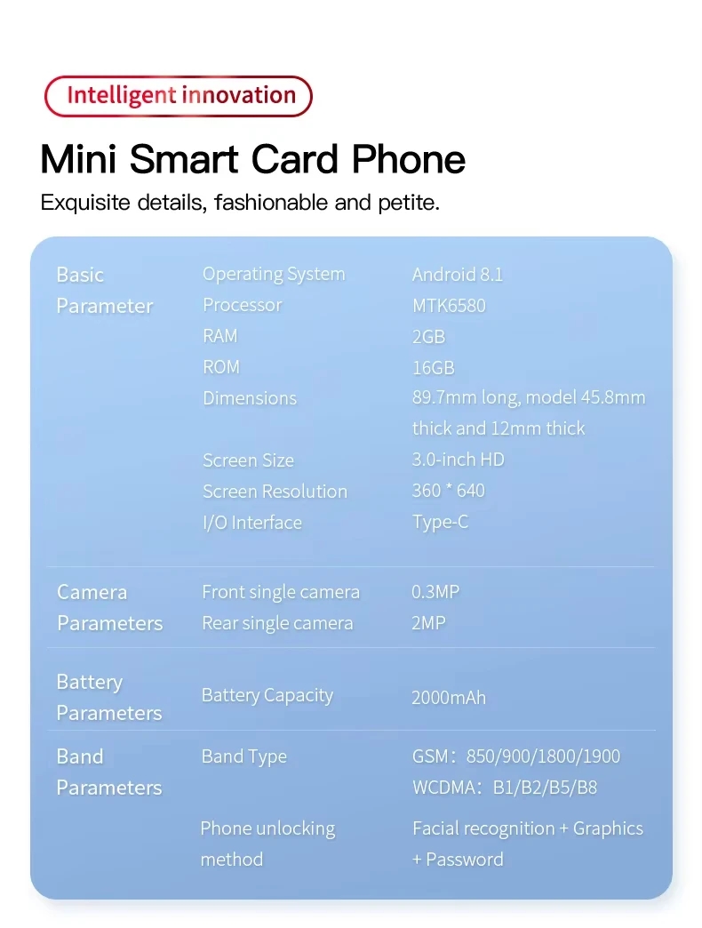 SOYES ONEMYTH F8 Pro Max Smartphone Android 8.1 Layar HD 3.0-inci Dual SIM Dual Standby Baterai 2000mAh Ponsel Kecil