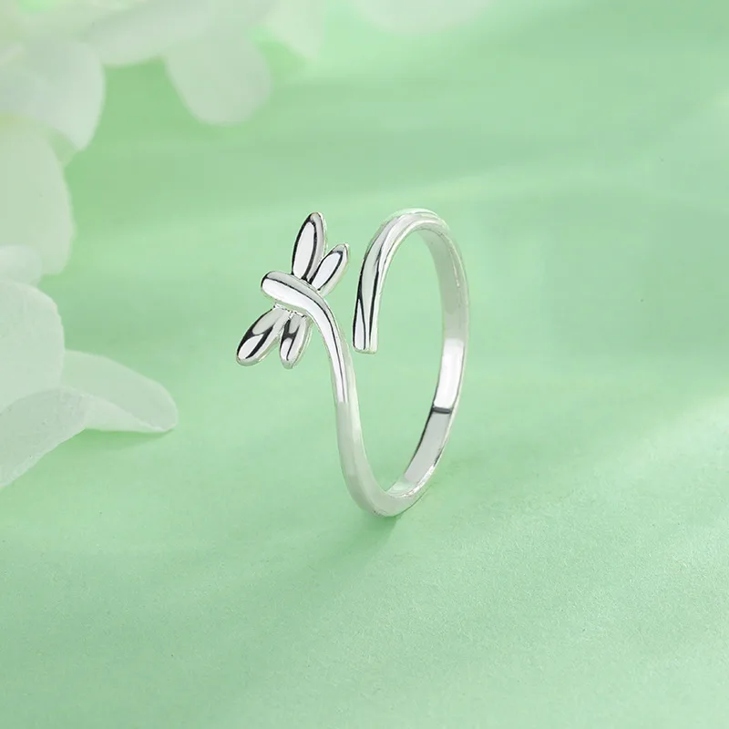 

Модные креативные изысканные простые ювелирные изделия из стерлингового серебра 925 пробы с насекомыми, индивидуальное открытие, регулируемые кольца со стрекозой R297
