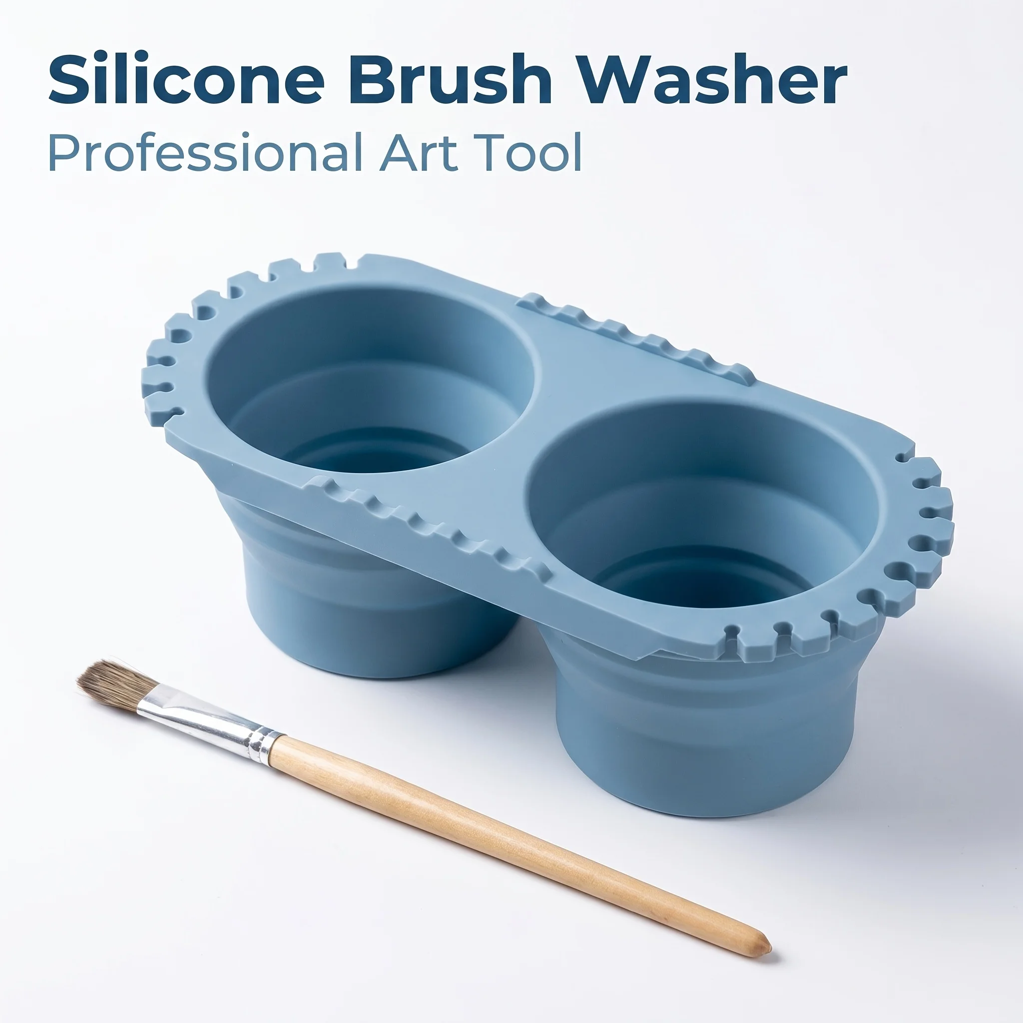 Silicone Foldable Double Layer Brush Basin Portable Brush Cleaner Drying Rack Artists Outdoor Sketching Craft Art Supply Gift
