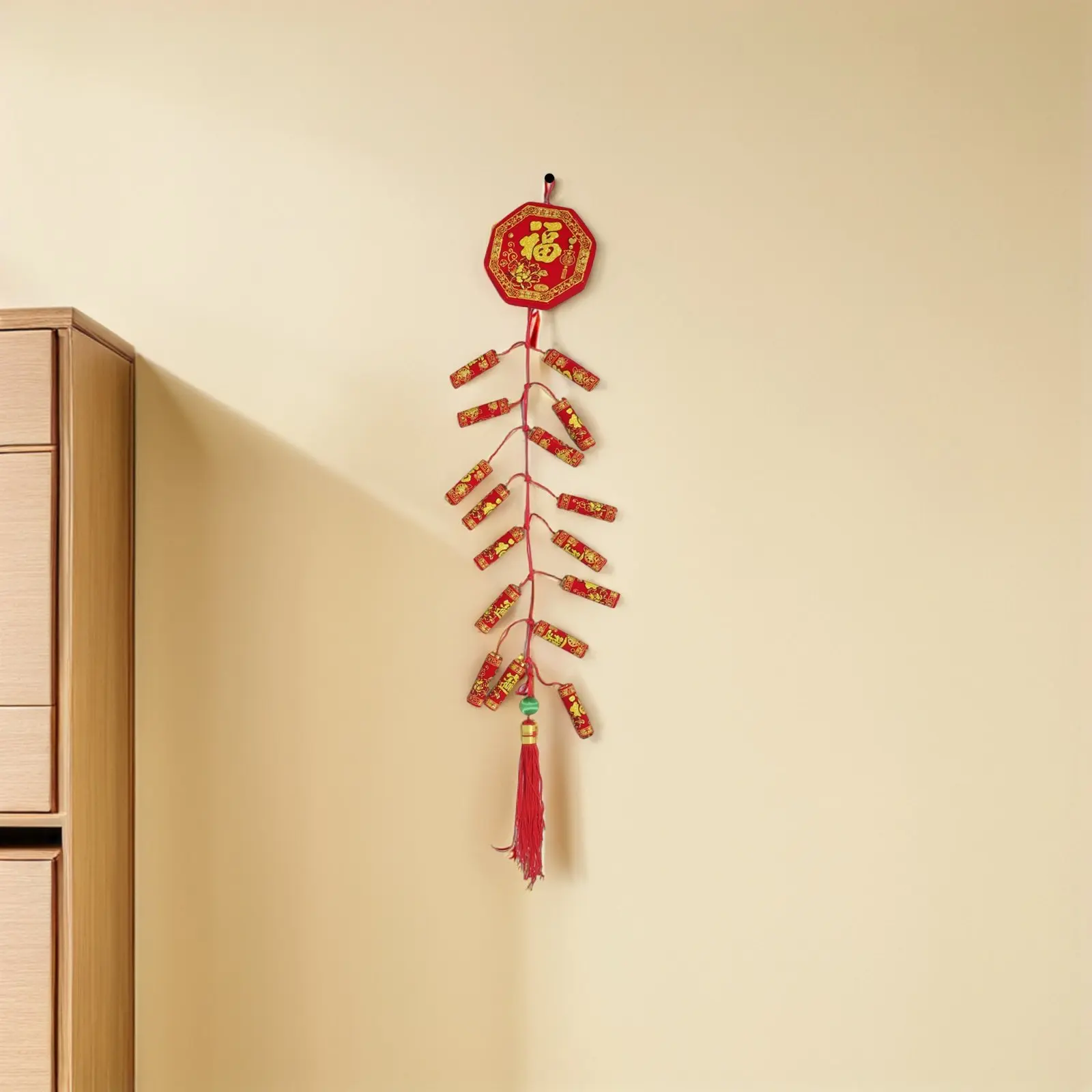 Lunar New Year Decorations 2pcs Chinese Style Red Hanging Pendants for Door Window Home Spring Festival Ornament