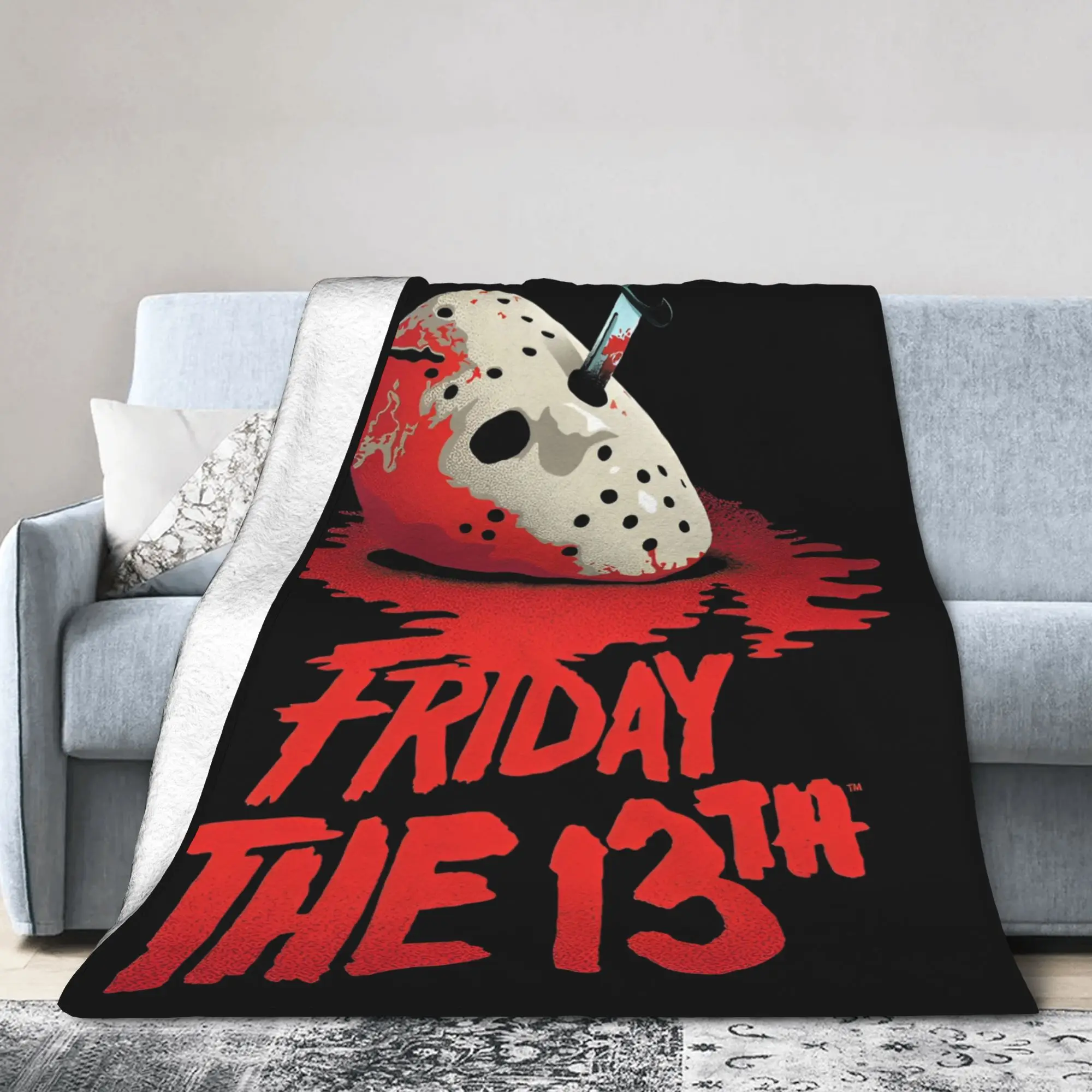 Friday Jason Voorhees 13th Flannel Throw Blanket Horror Scary Halloween Bedding Throws Knitted Blanket Travel Thin Breathable