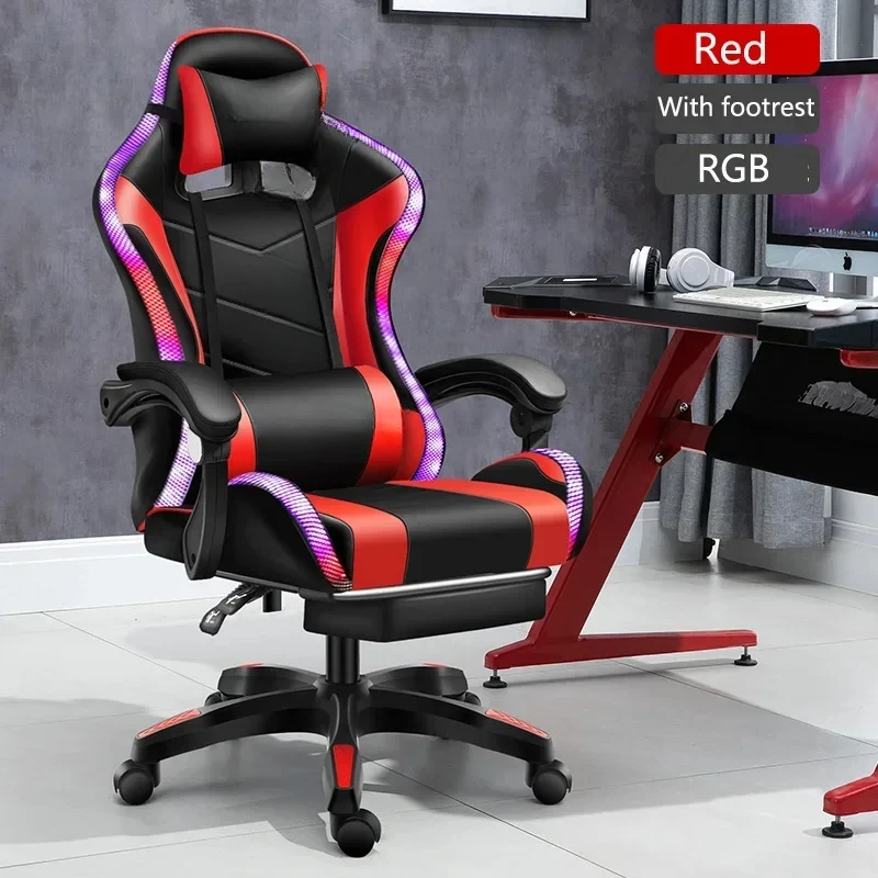 Bureau Gaming Hoogwaardige Computerstoel Met Massage Lederen Kantoorlicht Gamer Stoel Draaibaar Gamen Ergonomisch Cadeira Meubilair