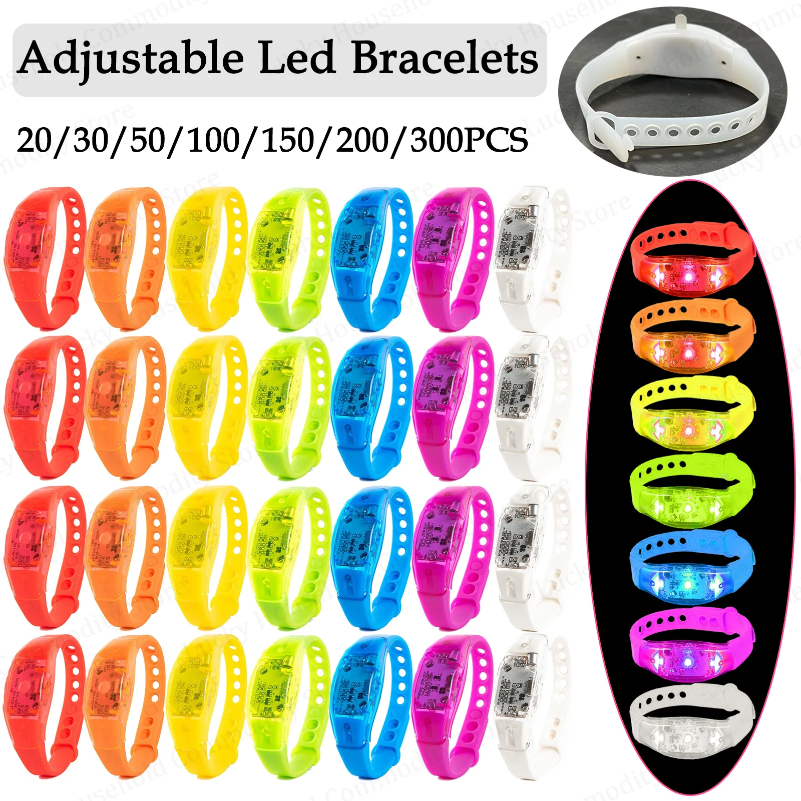 

Adjustable LED Light Up Bracelet Music & Sound Activated Glow Bracelets Flashing Wristbands for Concerts Birthday Party Favors