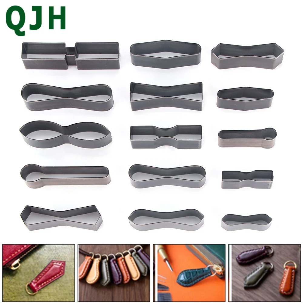 

15PCS Zipper Head Leather Cutting Mould Leather Tool Bag Chain Template DIY Punching Stencil Handcraft Bag Straps Cutting Die