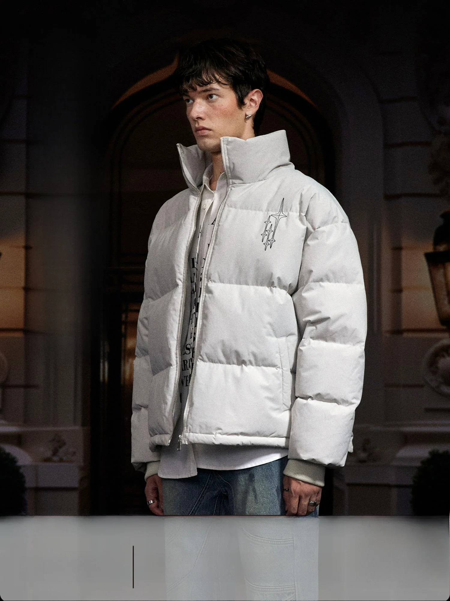 

Легкая orth Du down Jaet Футболка-стойкая уличная одежда для пар Thi White Du Feather Теплое пальто с воротником-стойкой