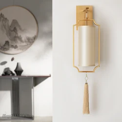 modern led wall lamps Chinese copper color wall lights minimalist designer model room living room hotel classical sconce lights