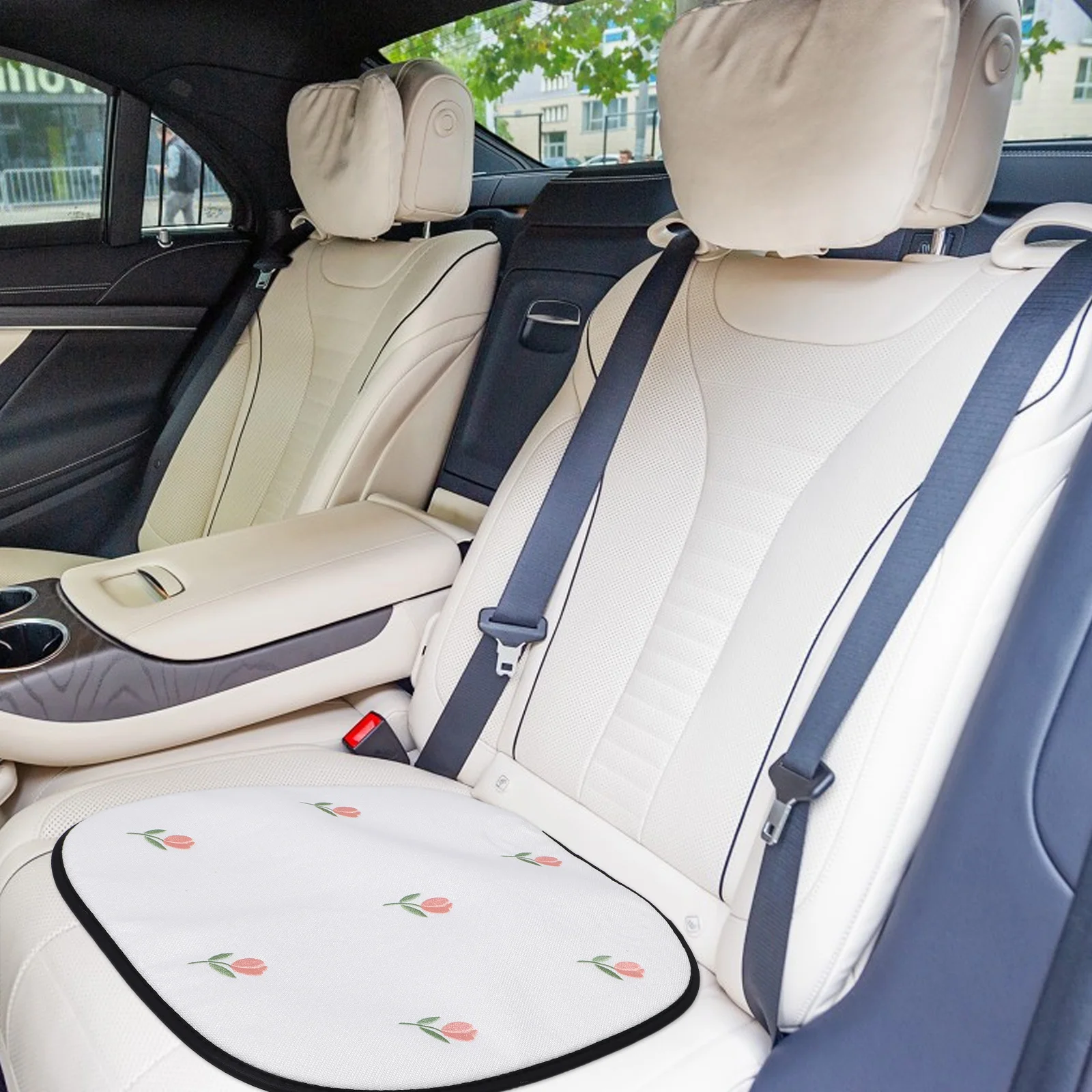 

Car Seat Cushion Summer Cooling Pad Breathable Vehicle Truck Floral Tulip Design All Season Universal Fit Car Interior