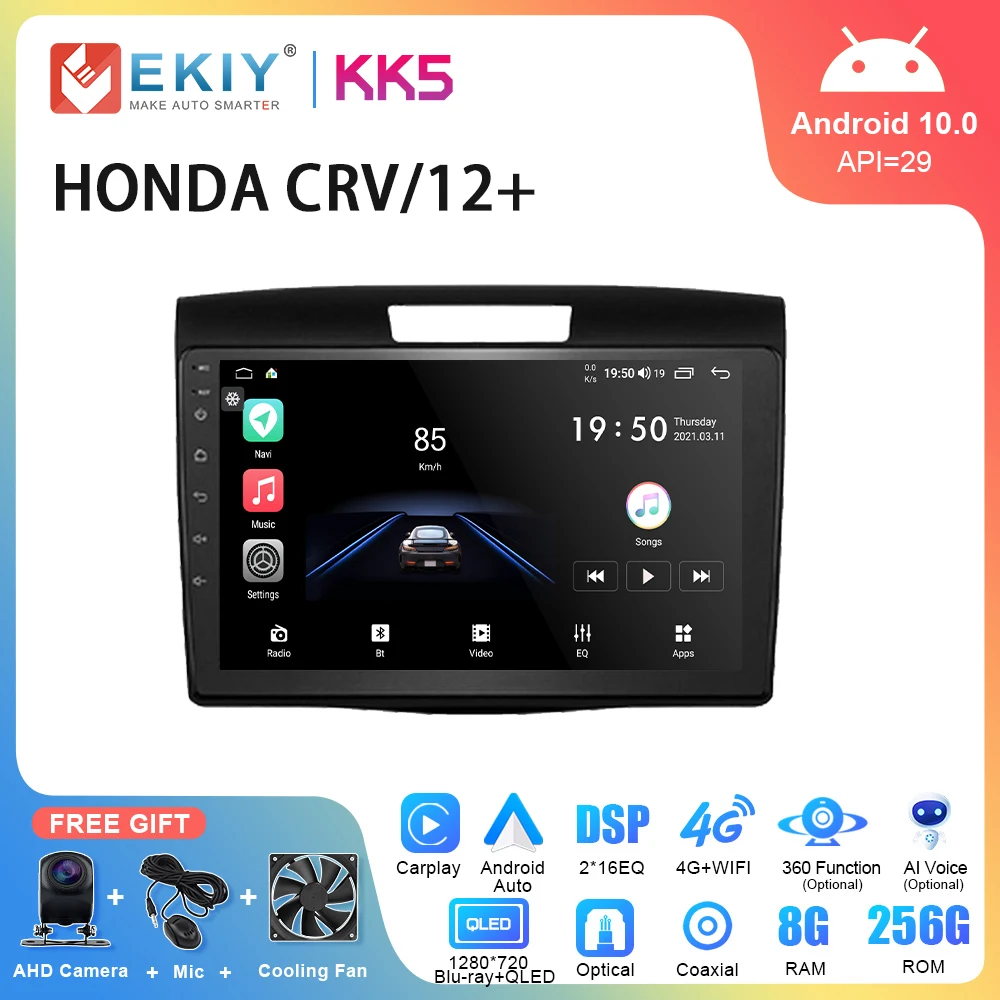 

EKIY KK5 Car Radio Android 10 For HONDA CRV/12+ QLED AI Voice 9inch GPS Stereo Multimedia 6G Video Player Carplay DSP Head Unit