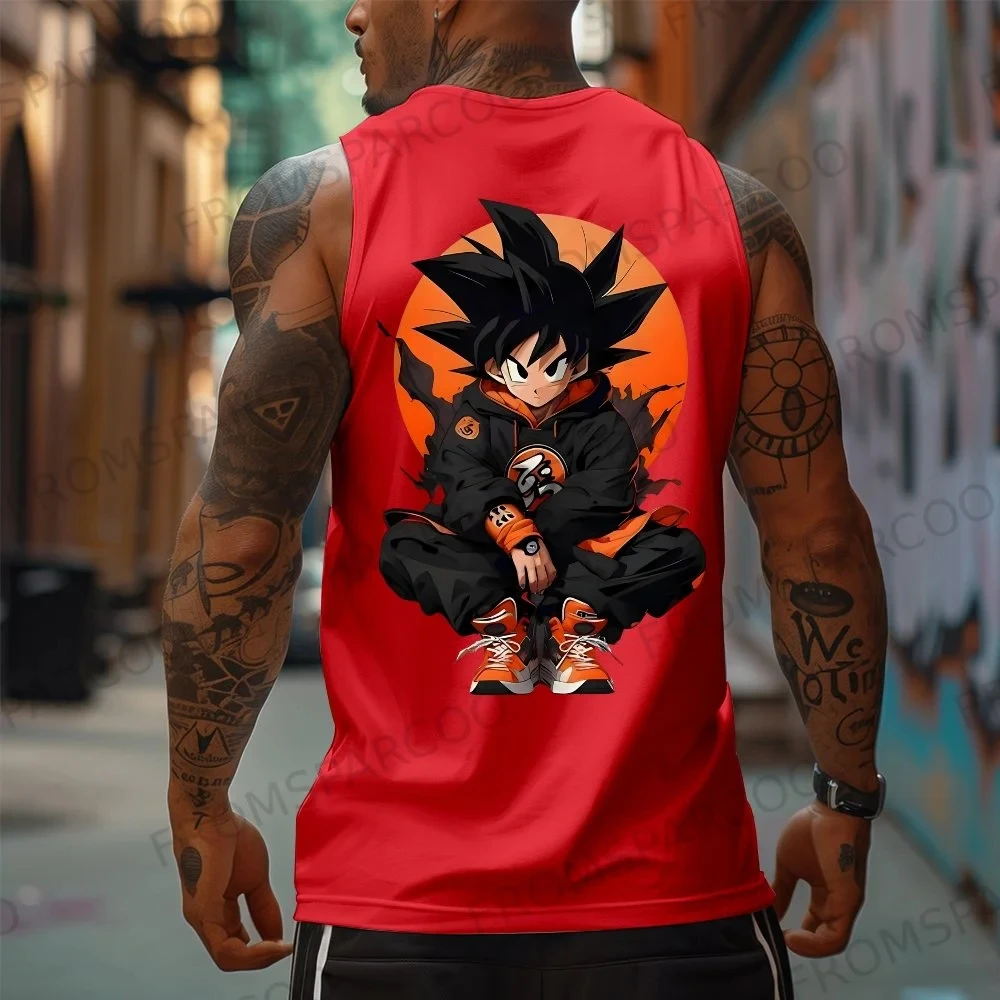 

Майка унисекс из чистого хлопка с принтом аниме Dragon Ball Goku 2026, свободная летняя модная спортивная майка в американском стиле