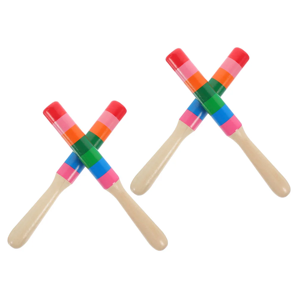 2 Pairs Wooden Log Percussion Instrument Child Instruments Musical for Adults Sticks