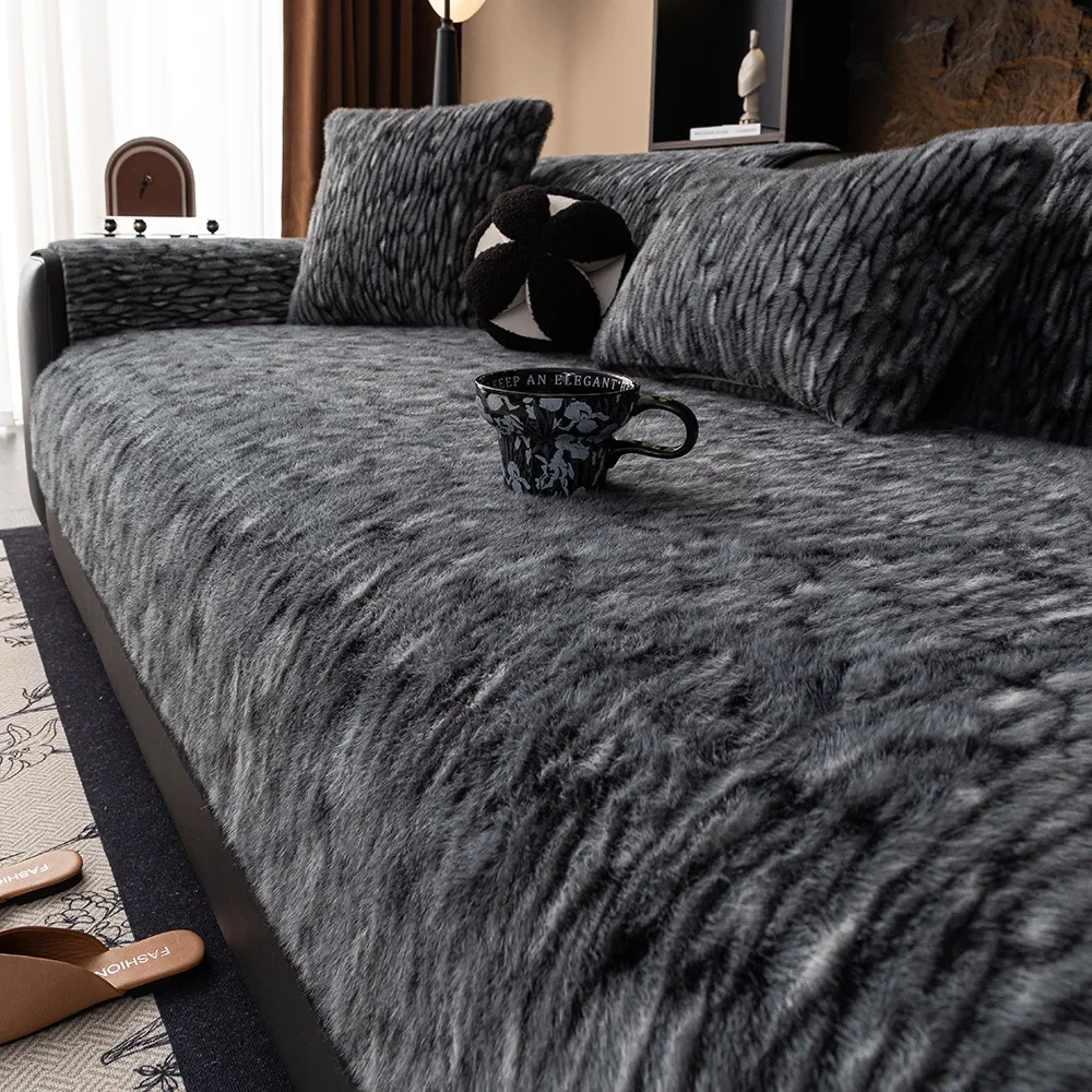 Luxury Soft Sofa Cover for Living Room Non-Slip Solid Thick Sofa Cushion Mat Simple Style Plush Sofa Towel Home Couch Decor