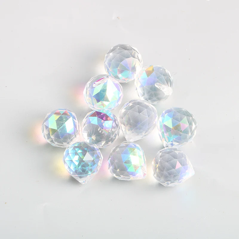 10pcs Clear Faceted Crystal Ball Glass Suncatcher Prisms Pendant Lamp Chandelier Parts Fengshui Lighting Accessories 20/30/40mm