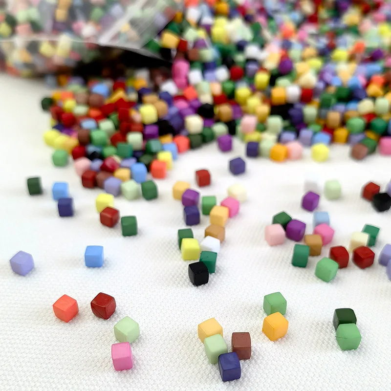 Pedras de mosaico acrílico colorido para crianças, cubo pequeno, adesivos de bricolage, decoração criativa, acessórios artesanais, 4x4mm, 200 peças