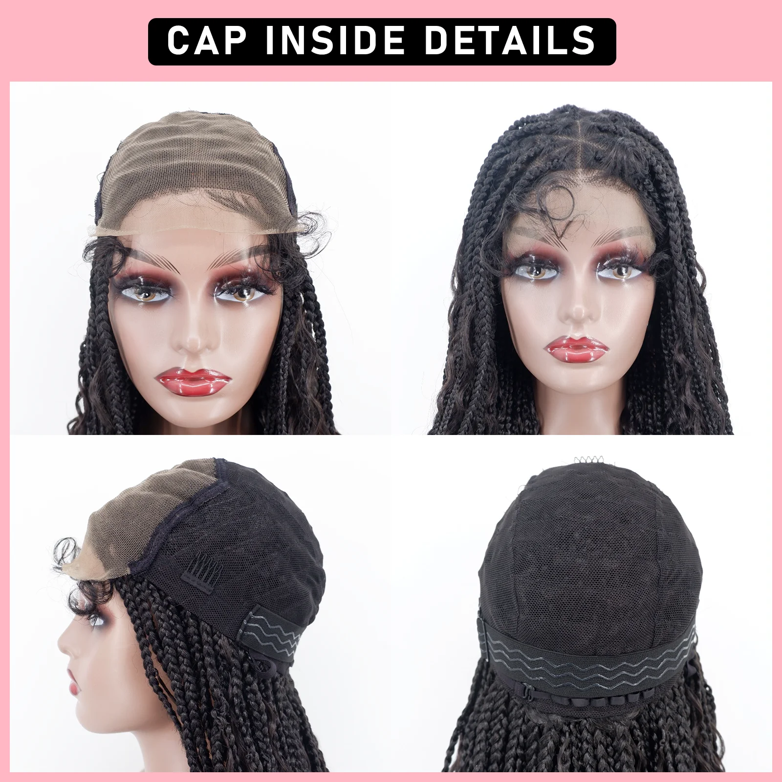 Boheemse Box Braids Haar Synthetische Lace Front Gevlochten Pruik Knooploze Boho Vlechtpruiken met babyhaar voor zwarte vrouwen