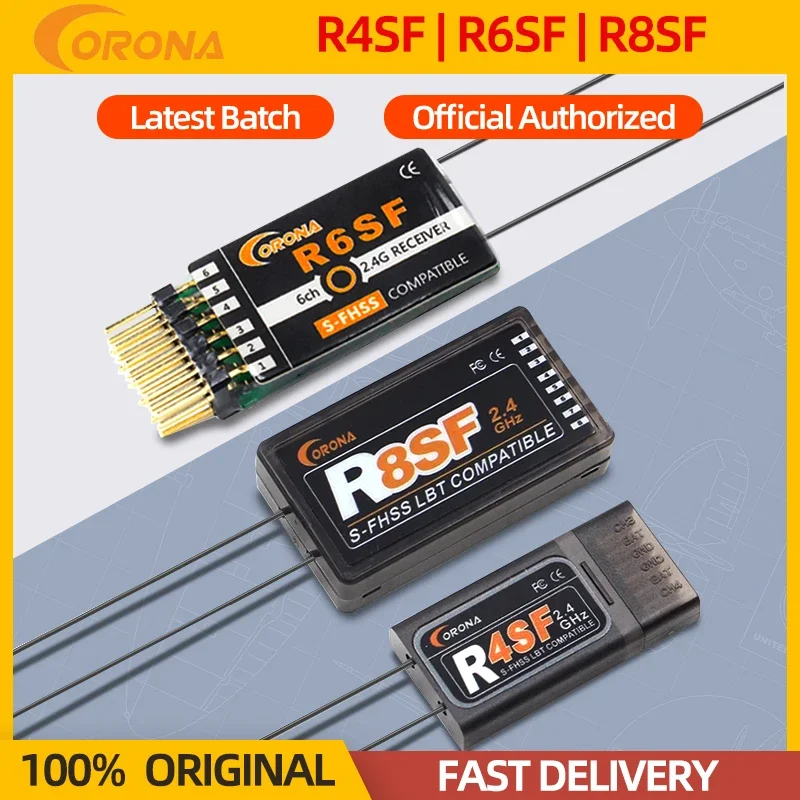 Corona 2.4G R4SF R6SF R8SF C4SF-HV Receiver 2.4GHz 4CH/6CH/8CH RX Compatible FUTABA S-FHSS T6J T8J T14SG 16SZ Transmitter Remote