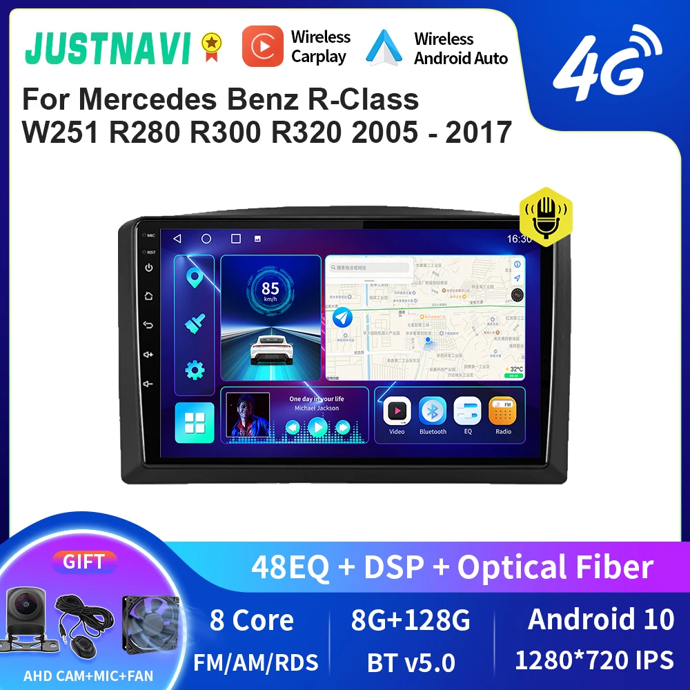 

JUSTNAVI QT10 Android 10,0 автомобильное радио для Mercedes Benz R-Class R класса W251 R280 R300 R320 2005 - 2017 плеер GPS навигация