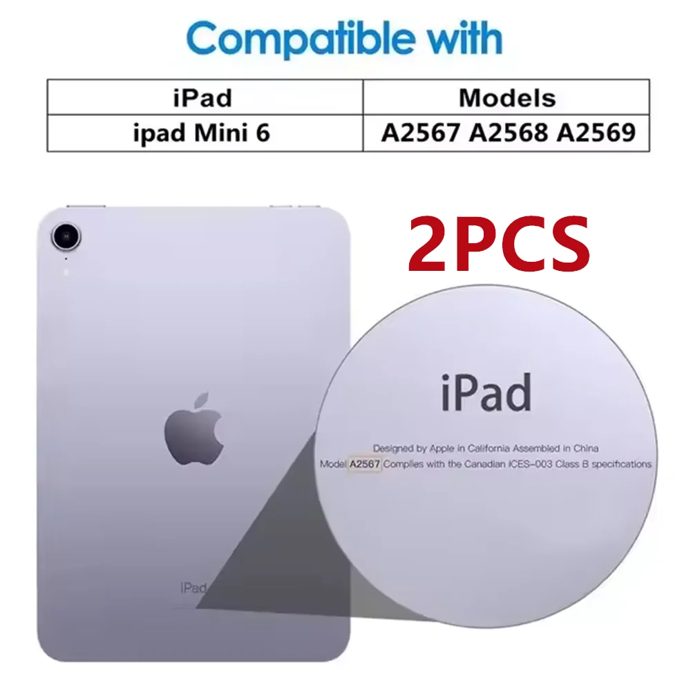 2 Stück 9H gehärtetes Glas Displayschutzfolie für iPad A16 10.2 9.7 10. 5 10.9 Pro 11 iPad 10 9 8 7 6 5 Air 4 3 2 Mini 2020 2021 2022
